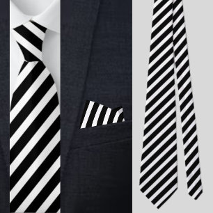 Cravate Motif Abstrait rayé noir et blanc