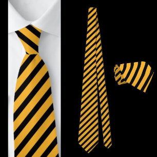 Cravate Motif Abstrait rayé noir et jaune