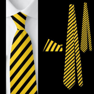 Cravate Motif Abstrait rayé noir et jaune