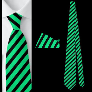 Cravate Motif Abstrait rayé noir et vert