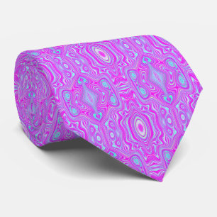 Cravate Motif Abstrait Trippy Hot Pink et Aqua Blue