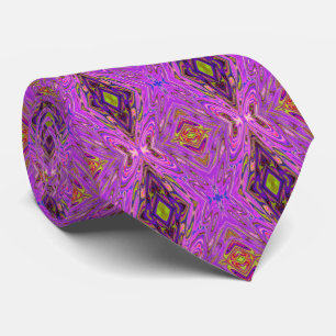 Cravate Motif Abstrait Trippy rose et violet