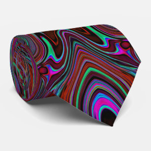 Cravate Motif Abstrait Vert Mousse de Mer et Magenta Tripa