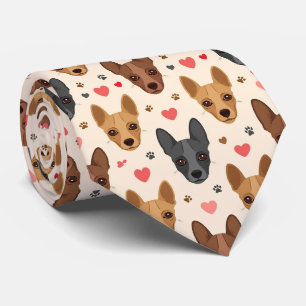 Cravate Motif American Hairless Terrier Cœurs de la Saint-