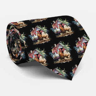 Cravate Motif amusant de coqs poulets carrelés