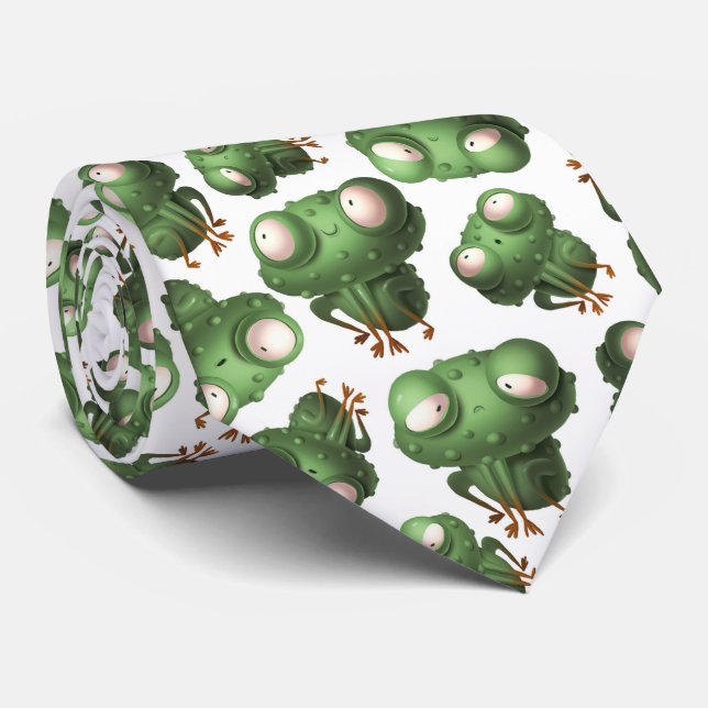 Cravate motif animal carrelé de grenouille (Roulé)