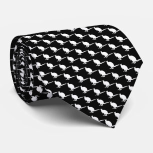 Cravate Motif animal. Wallaby en noir et blanc.