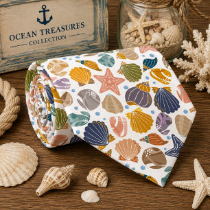 Cravate Motif Animaux de Mer Océan Coloré