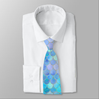 Cravate Motif Aqua Pearlescent & Gold Mermaid