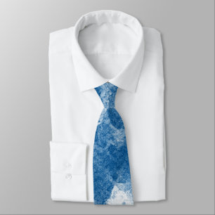 Cravate Motif aquarelle abstrait bleu océan classique