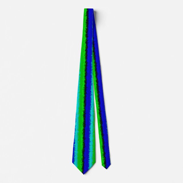 Cravate Motif arc-en-ciel abstrait 3D bleu vert (Devant)