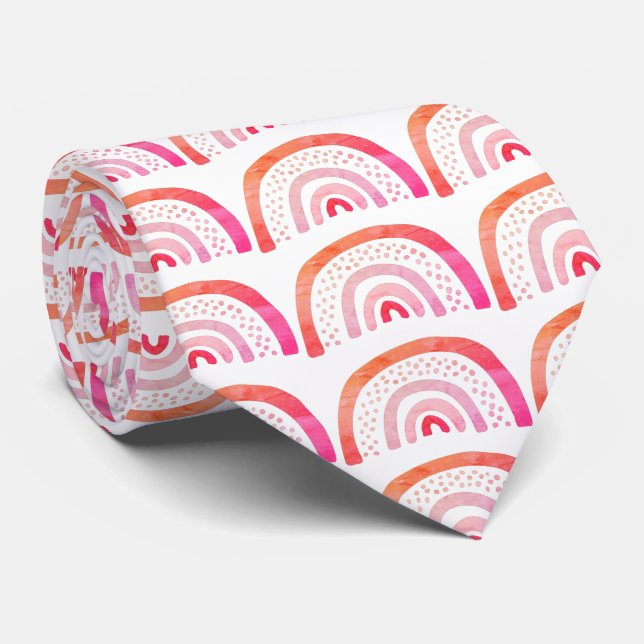 Cravate Motif arc-en-ciel rose (Roulé)