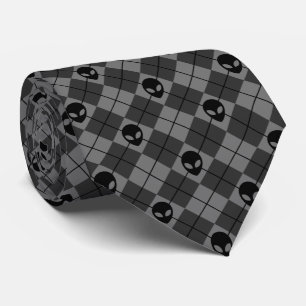 Cravate Motif Argyle Alien Noir et Gris