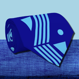 Cravate motif art déco - en bleu foncé