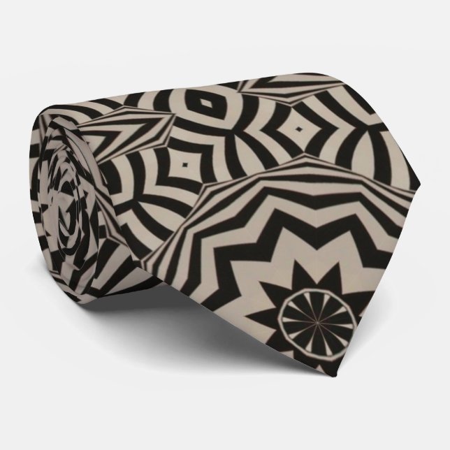 Cravate Motif Art déco noir blanc cravate (Roulé)