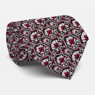 Cravate Motif Art déco rouge, noir et blanc