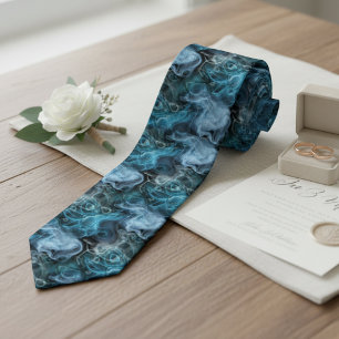 Cravate Motif artistique abstrait de tourbillons marbrés b