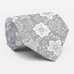 Cravate Motif artistique de fleurs blanches rétro chic cla