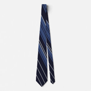 Cravate Motif artistique fractal rayé bleu et blanc