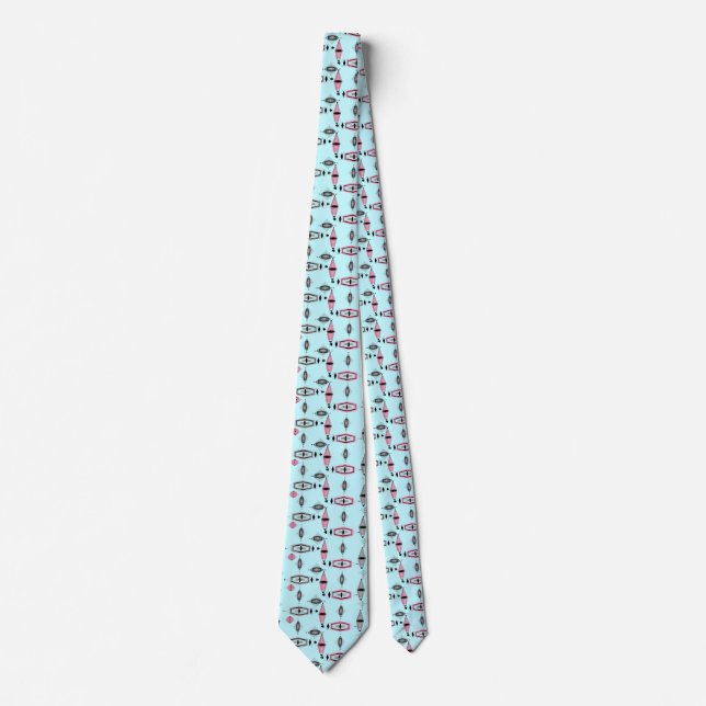 Cravate Motif atomique rose et gris (Devant)