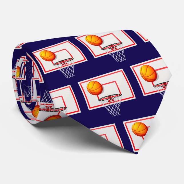 Cravate Motif Basketballs | Cadeaux de sport (Roulé)