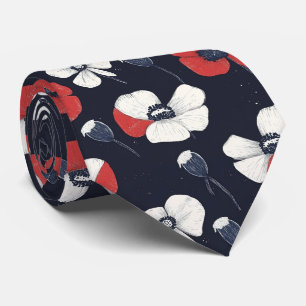 Cravate Motif blanc avec accents rouge et bleu