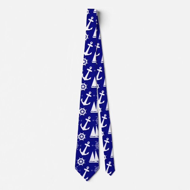 Cravate Motif blanc bleu marine (Devant)