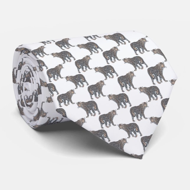 Cravate Motif blanc d'animal léopard simple (Roulé)