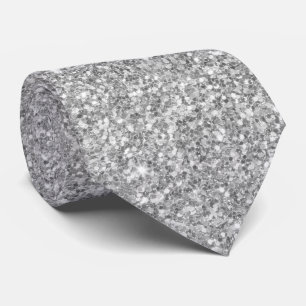 Cravate Motif Blanc Gris Et Étincelant