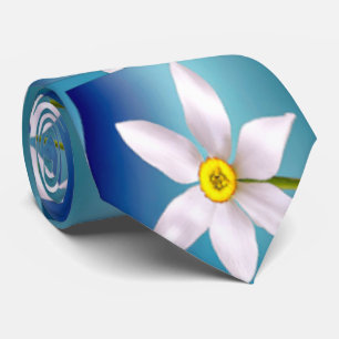 Cravate Motif blanc Narcissus