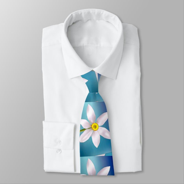 Cravate Motif blanc Narcissus (Attaché)