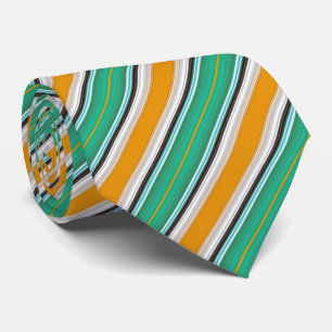 Cravate Motif blanc vert orange rayé