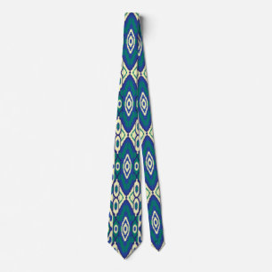 Cravate motif bleu et vert avec un arrière - plan blanc