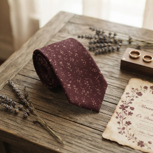 Cravate Motif botanique de fleur sauvage Burgundy Blush