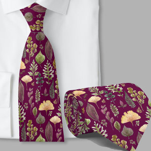 Cravate Motif botanique feuilles d'automne modernes bordea