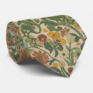 Cravate Motif botanique vintage continu 