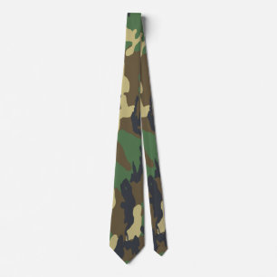 Cravate Motif Camouflé Vert Et Brown
