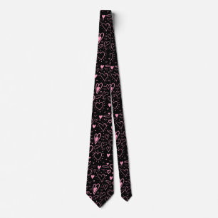 Cravate Motif cardiaque 01.Rouge.Rose.b Noir BG2