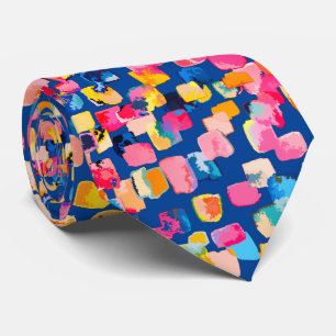Cravate Motif carré abstrait peint de couleurs vives