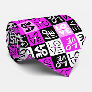 Cravate motif carré d'amour de la Saint-Valentin violet