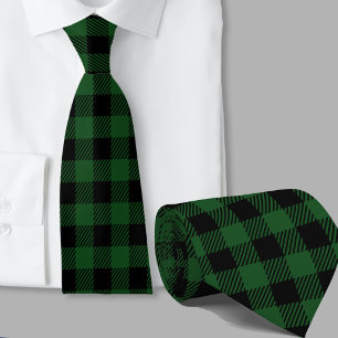 Cravate Motif carreau buffle vert thème d'hiver