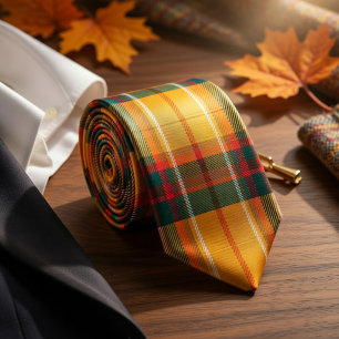 Cravate Motif carreauté Tartan de récolte d'automne chaud