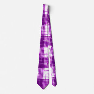 Cravate Motif carreaux à carreaux gras violet et blanc