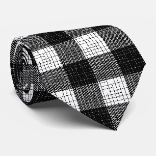 Cravate Motif carreaux à carreaux noir et blanc gras 