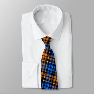Cravate Motif carreaux tartan noir orange bleu