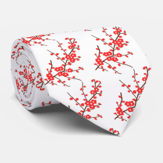 Cravate motif carrelé de fleurs de cerisier japonais migno