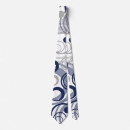 Cravate Motif Cercles Abstraits gris bleu