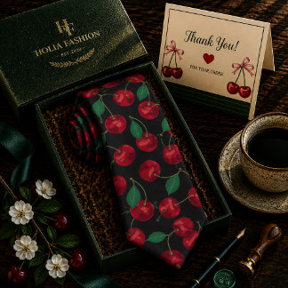 Cravate Motif Cerise Rouge Sucrée