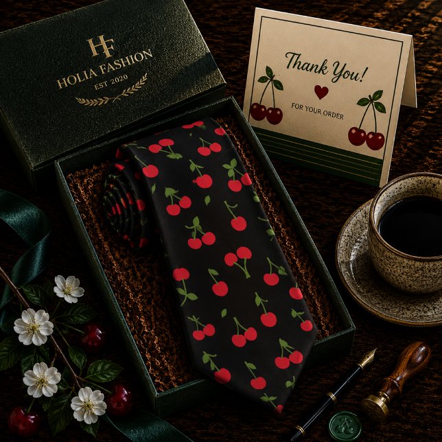 Cravate Motif Cerise Rouge Sucrée (Créateur téléchargé)