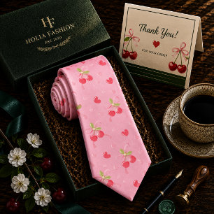 Cravate Motif Cerise Rouge Sucrée